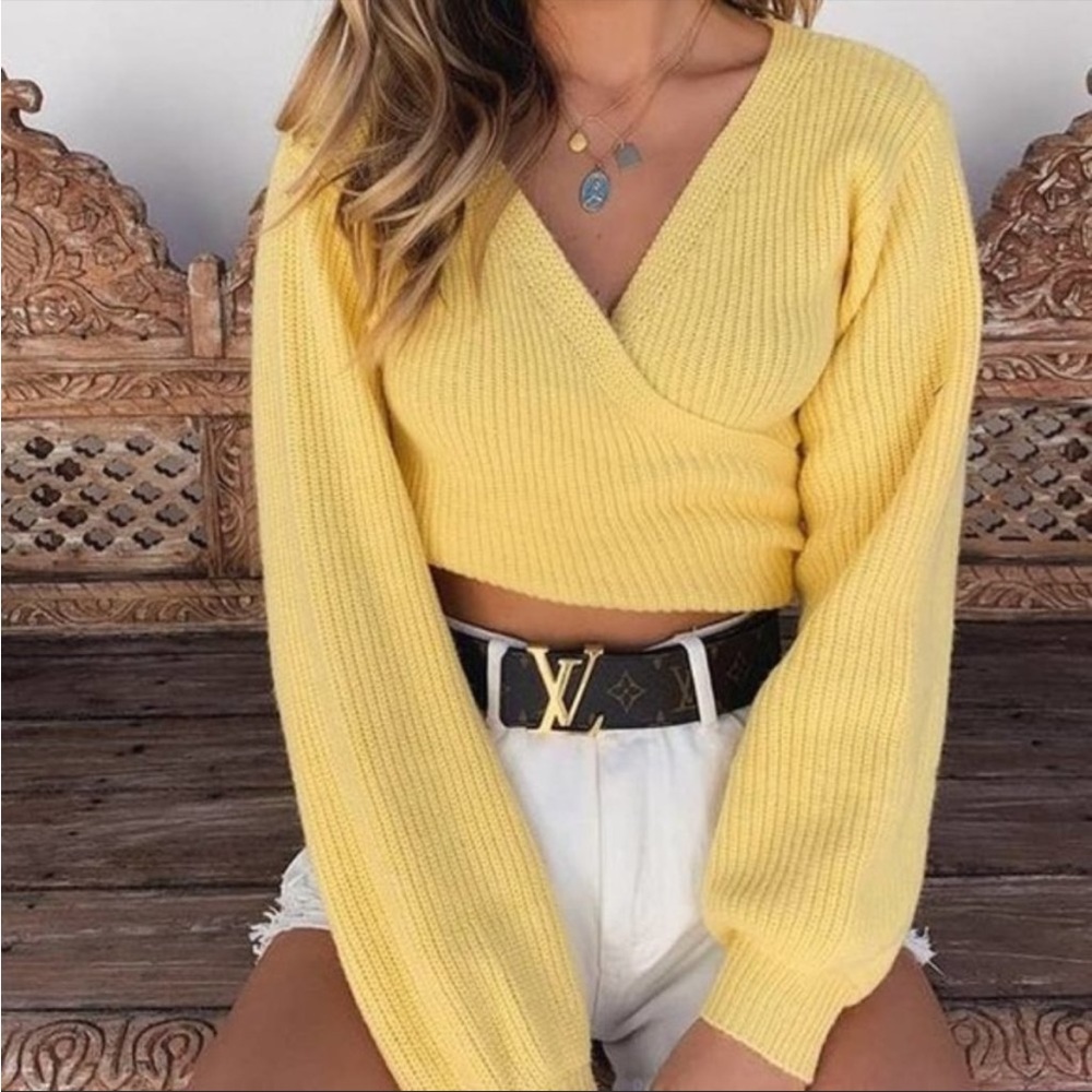 Tiger Mist yellow Polly jumper wrap sweater